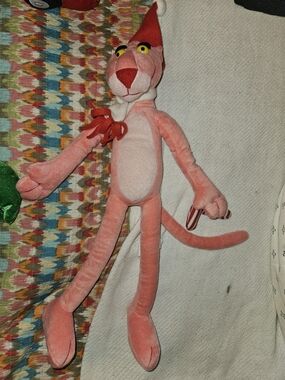 Vintage Pink Panther Christmas Plush Toy Rare Find